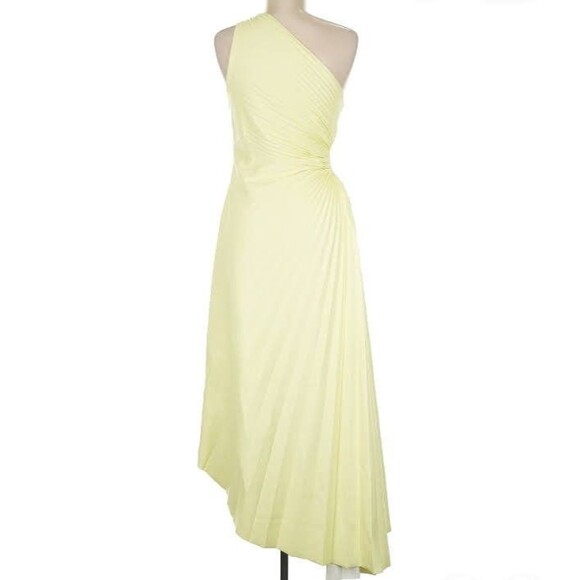 A.L.C. Delfina Faux Leather Pleated Dress One Shoulder Formal Gala Sz 8 ALC - Picture 7 of 9